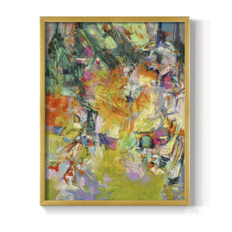 Syncopation III Framed Print - Solid Wood, 30" H x 24" W, Gold