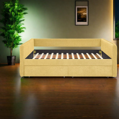 Modern Queen Size Beds With Storage, Boucle Upholstered For Home & Office