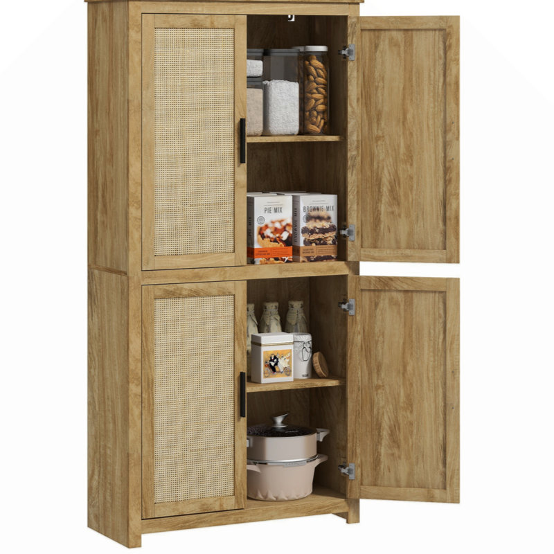 Armoire de rangement en rotin de 64 po avec tablette réglable Brieuc