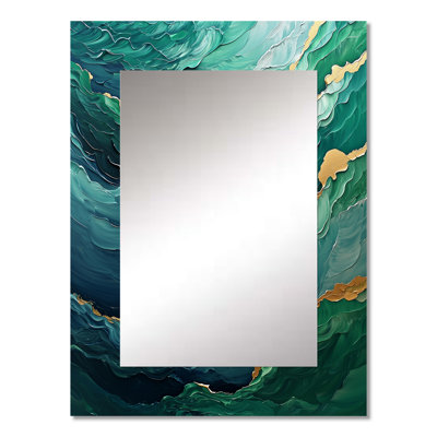 Parallel Beach Of Abstract Coastal Ink I - Minimalism Unique Wall Mirror, Modern Mirror, Printed Metal Art