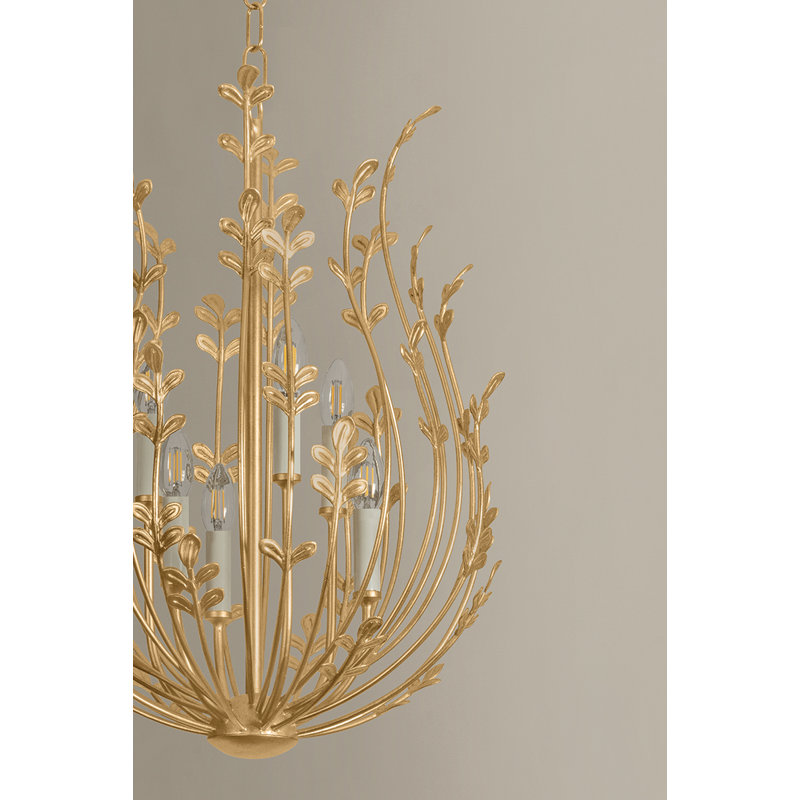 Troy Lighting Delmore 14.5 inch wide 3 Light Chandelier in Vintage Gold Leaf, 19.75" H x 14.5" W x 14.5" D, 6 Lights