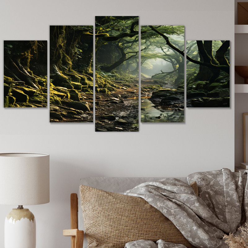 Scenic Landscape Enchanted Forest - Décoration murale paysages - 5 panneaux