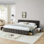 Lit tapissier, cadre de lit tapissier confortable, tissu chenille, avec tête de lit et cadre de lit solide, avec tiroir pour le rangement-766830709-766830714