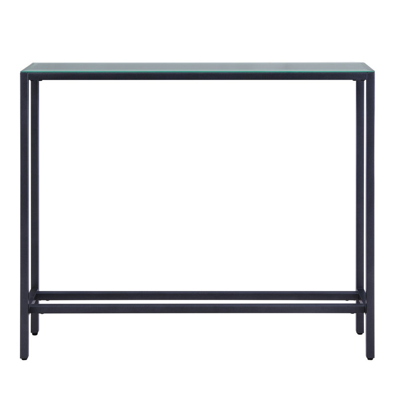 Console en verre 36 po noir et bronze à miroir