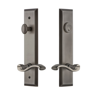 Fifth Avenue Tall Plate Complete Entry Set with Single Cylinder Deadbolot and Portofino Lever