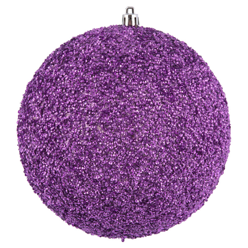Beaded Solid Ball Ornament, Orchid, 4.75" H x 4.75" W x 4.75" D