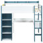 White + Blue Full Size Wood Loft Bed With Wardrobe And Adjustable Storage - Modern Aesthetic, Stable Structure, Quick Setup Desk Contemporary Style, Support, Procedure