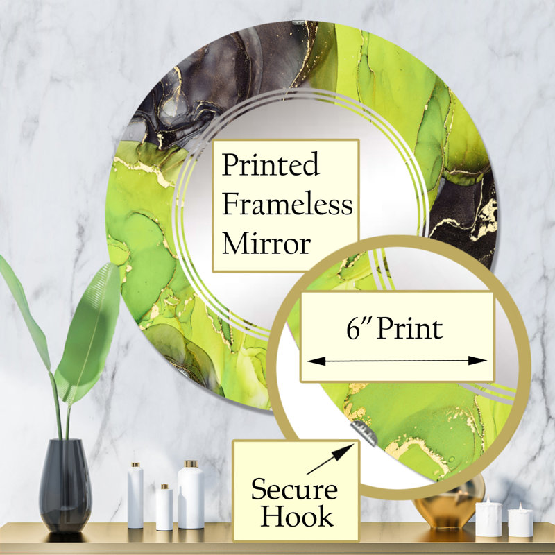 Miroir mural vert et noir, art fluide abstrait noir et vert, 32 po x 32 po