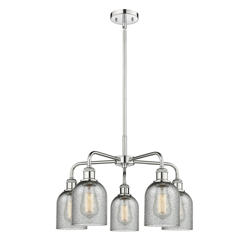 Lustre en forme de cloche à intensité variable en acier à 5 lumières Matewan, Gris anthracite, Chrome poli