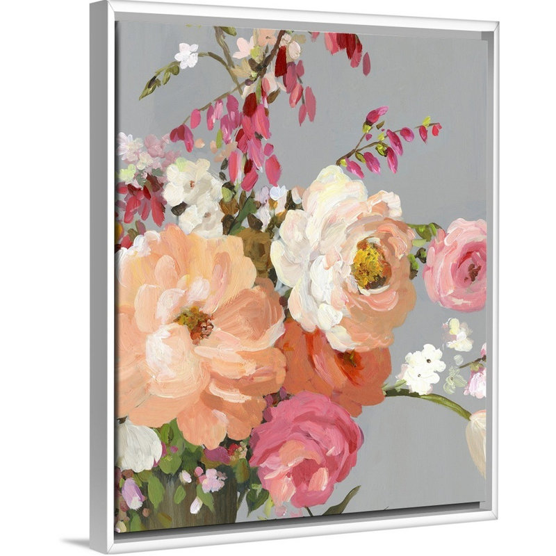 «Flower Story I» par Allison Pearce - reproduction d'art, H 32 po x l 26 po x P 1,75 po, Toile blanche encadrée