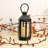 Black Hexagon Metal Lantern with Battery-Operated Candle