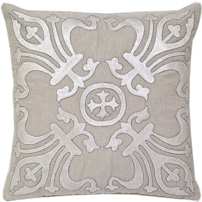 Applique Embroidered Feather Fill Throw Pillow Cover with Insert