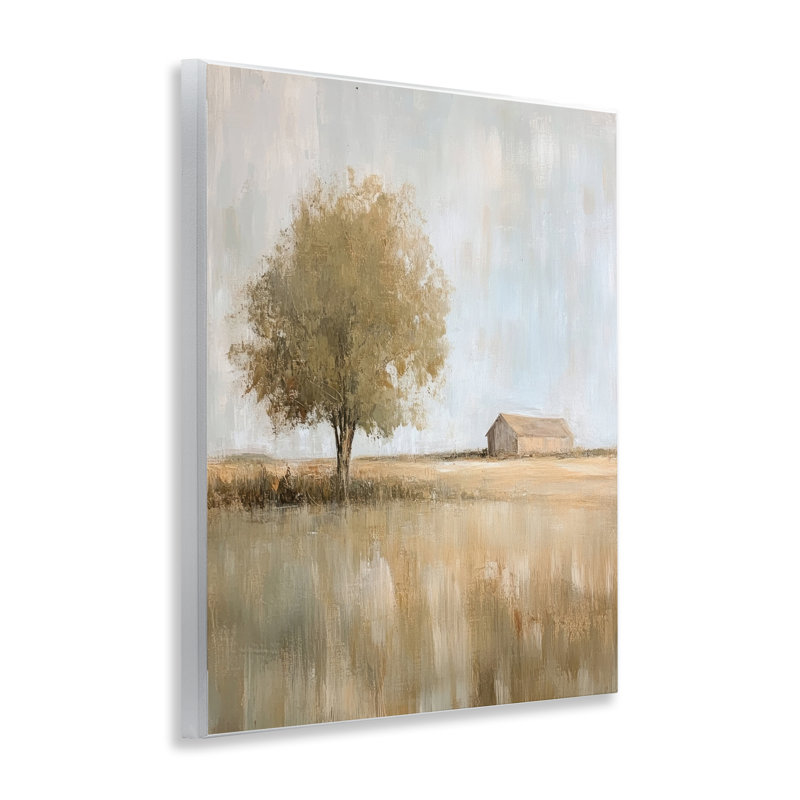 Plaque murale grange et arbre solitaire, design par Petal Prints Design