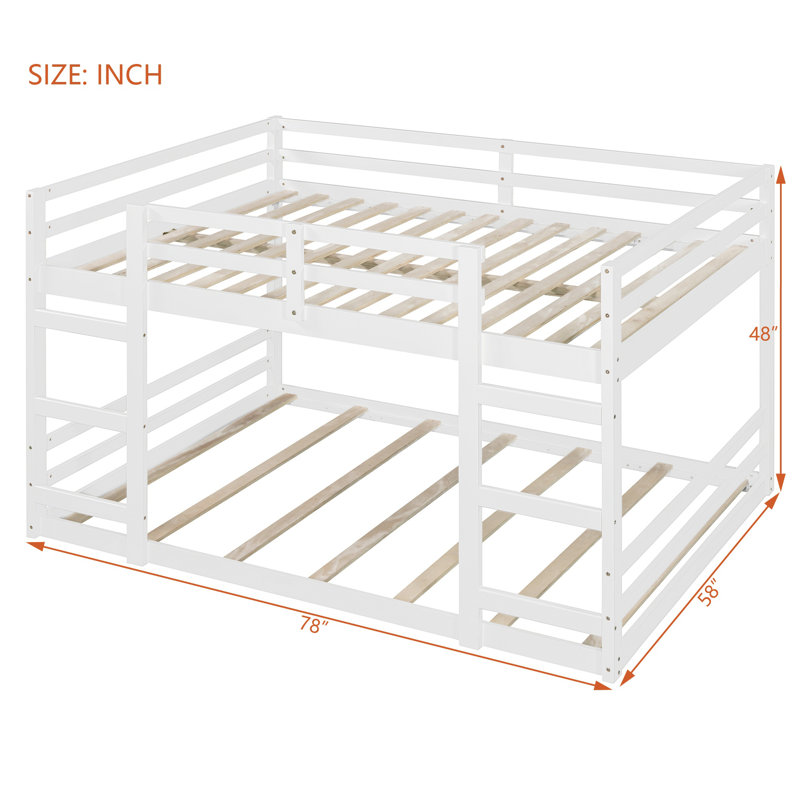 Elaris Low Solid Wood Bunk Bed, Full over Full, White