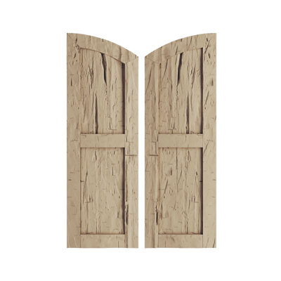 Timberthane Two Equal Flat Panel w/Elliptical Top Faux Wood Shutters (Per Pair)
