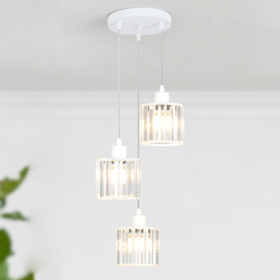 Stacyann 3 - Light Dimmable Round Crystal Chandelier with Crystal Lampshade, Dining Room Light Fixture Over Table with Adjustable Height