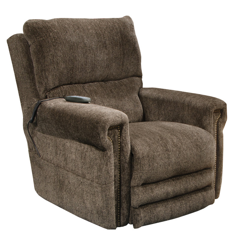 Warner Upholstered Recliner, Gray Chenille, Adjustable Lumbar