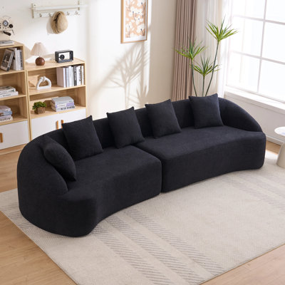 5-seat Curved Chenille Modular Couch, Cloud Sofa With Pillows