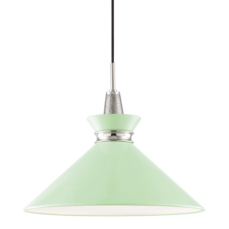 Corby 1 - Light Single Pendant, Mint, Polished Nickel, 15.25" H x 18" W x 18" D