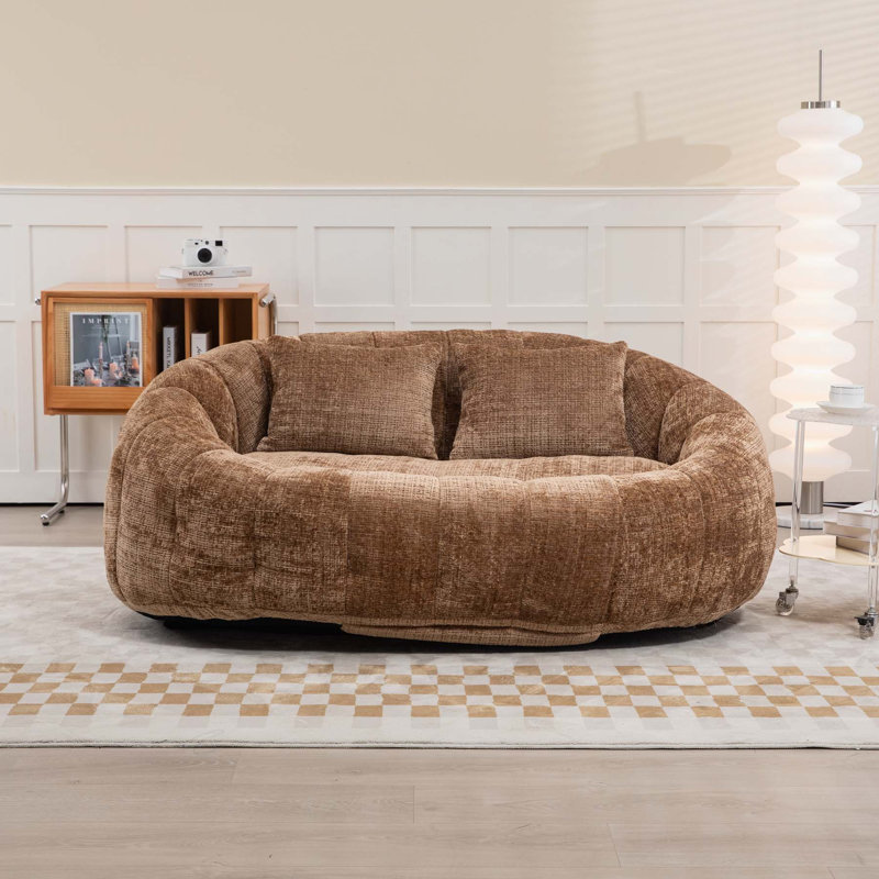 Canny Upholstered Boneless Compression Reception Loveseat, Coffee, 24.8" H x 55" W x 37.4" D