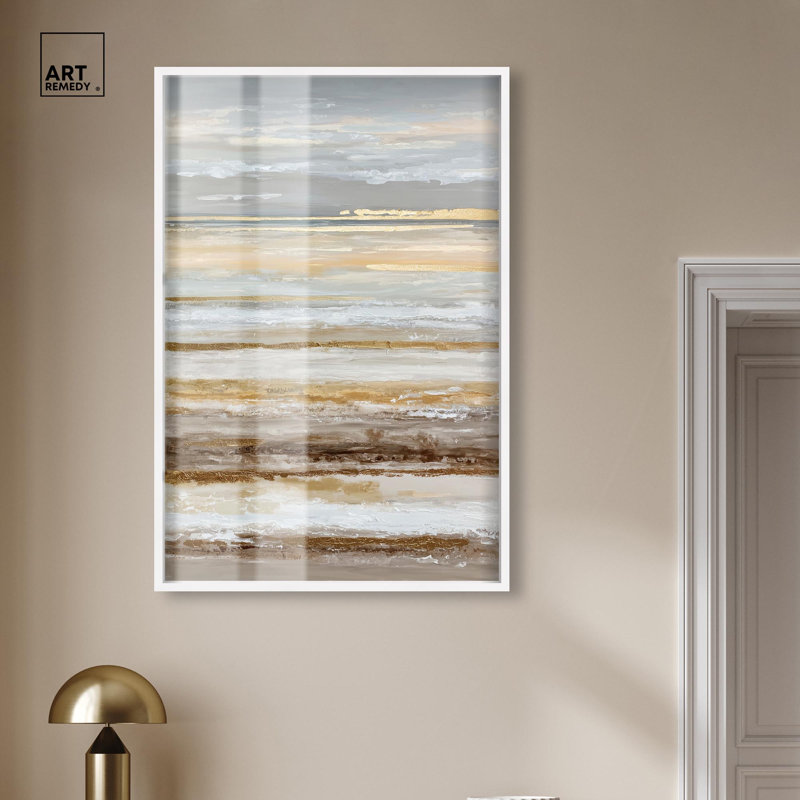 Décoration murale bohème dorée Rough Luxury IV par Art Remedy, cadre blanc, 30 x 45, H 46 po x l 31 po, Cadre blanc