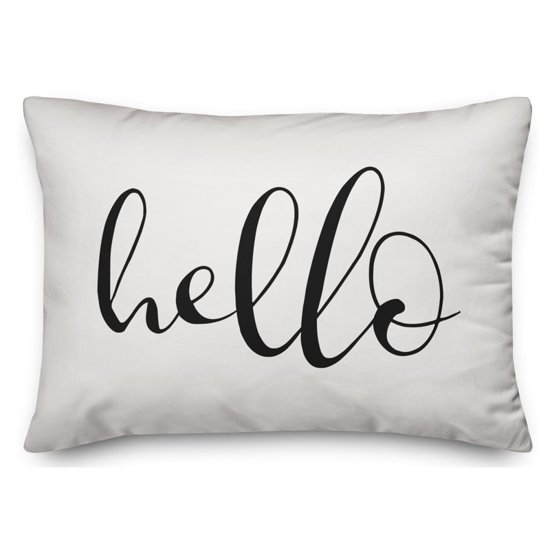  Housse et insert de coussin d'extérieur Hello, Blanc cassé / noir