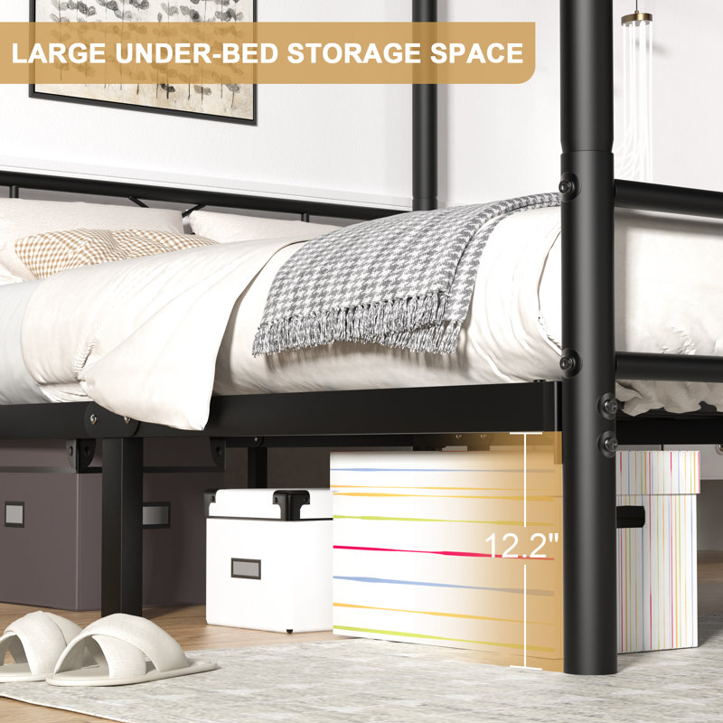 Harukazu Metal Canopy Bed Frame, Queen