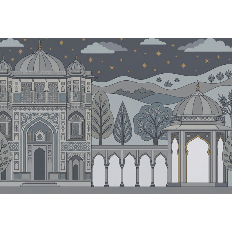 Décoration murale mughal, Texturé non collé, 100 po x 96 po