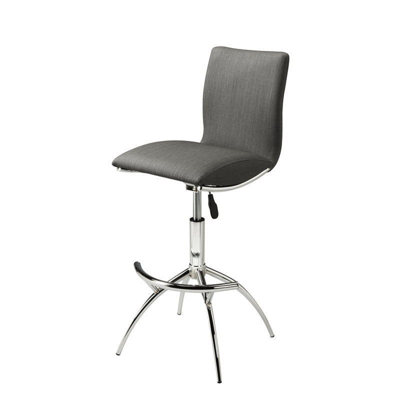 2 pièces tabourets de bar réglables modernes en gris avec support et siège de pu