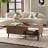 2-Tiers Coffee Table, 41.34''L Farmhouse Coffee Tables With Storage And Sliding Wave Pattern Door-633993629