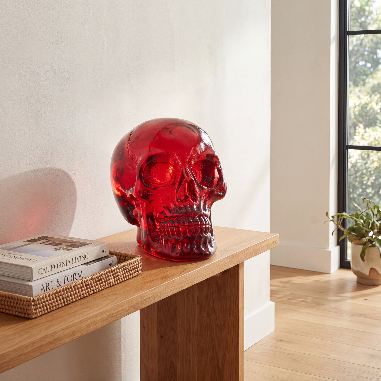 Brose Translucent Skull Miniature Figurine, Red