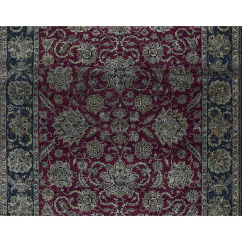 Magnolia Wool Oriental Area Rug in Green/Red
