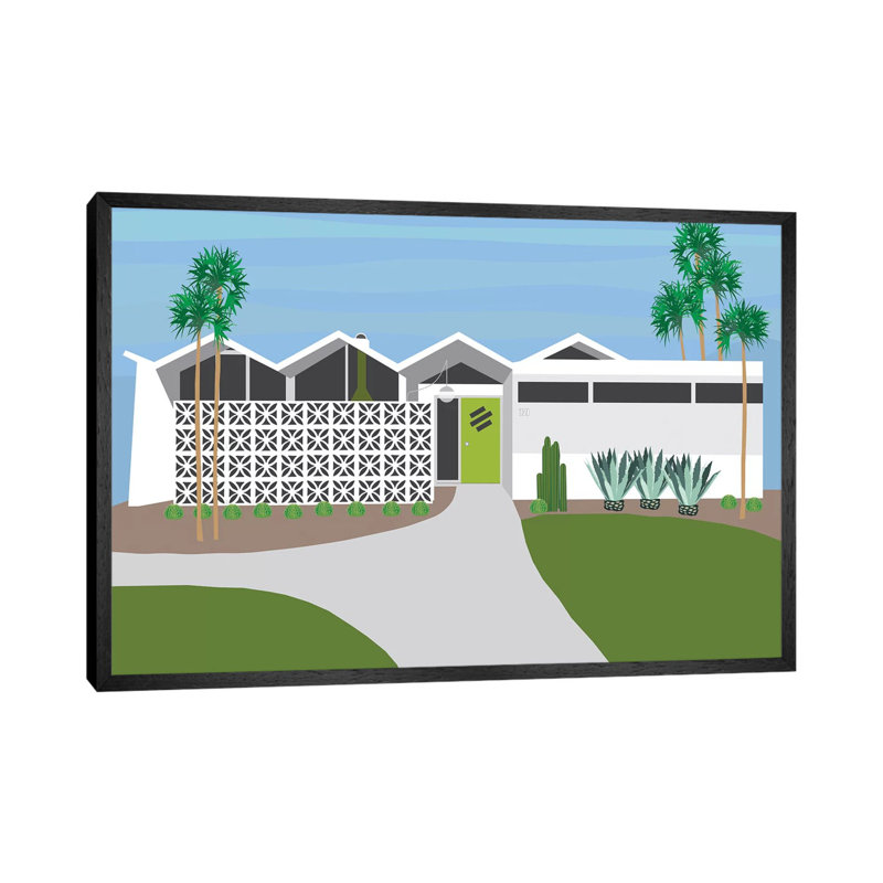 Palm Springs Living I by Jen Bucheli - Print on Canvas, Black Framed, 101.6cm H x 152.4cm W x 3.81cm D