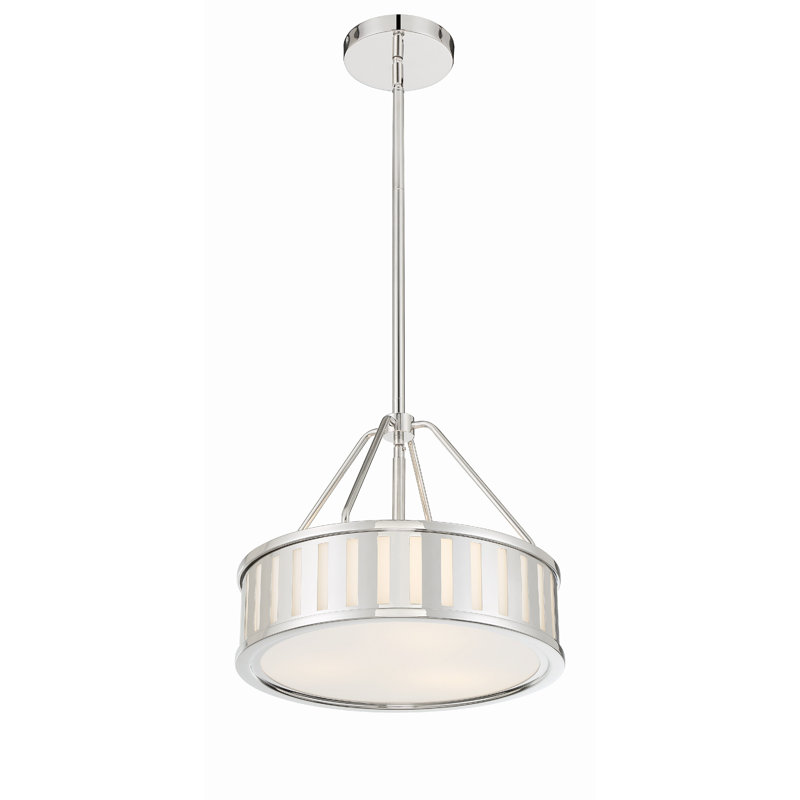 Luminaire suspendu cylindrique 3 lumières Dittman, Nickel