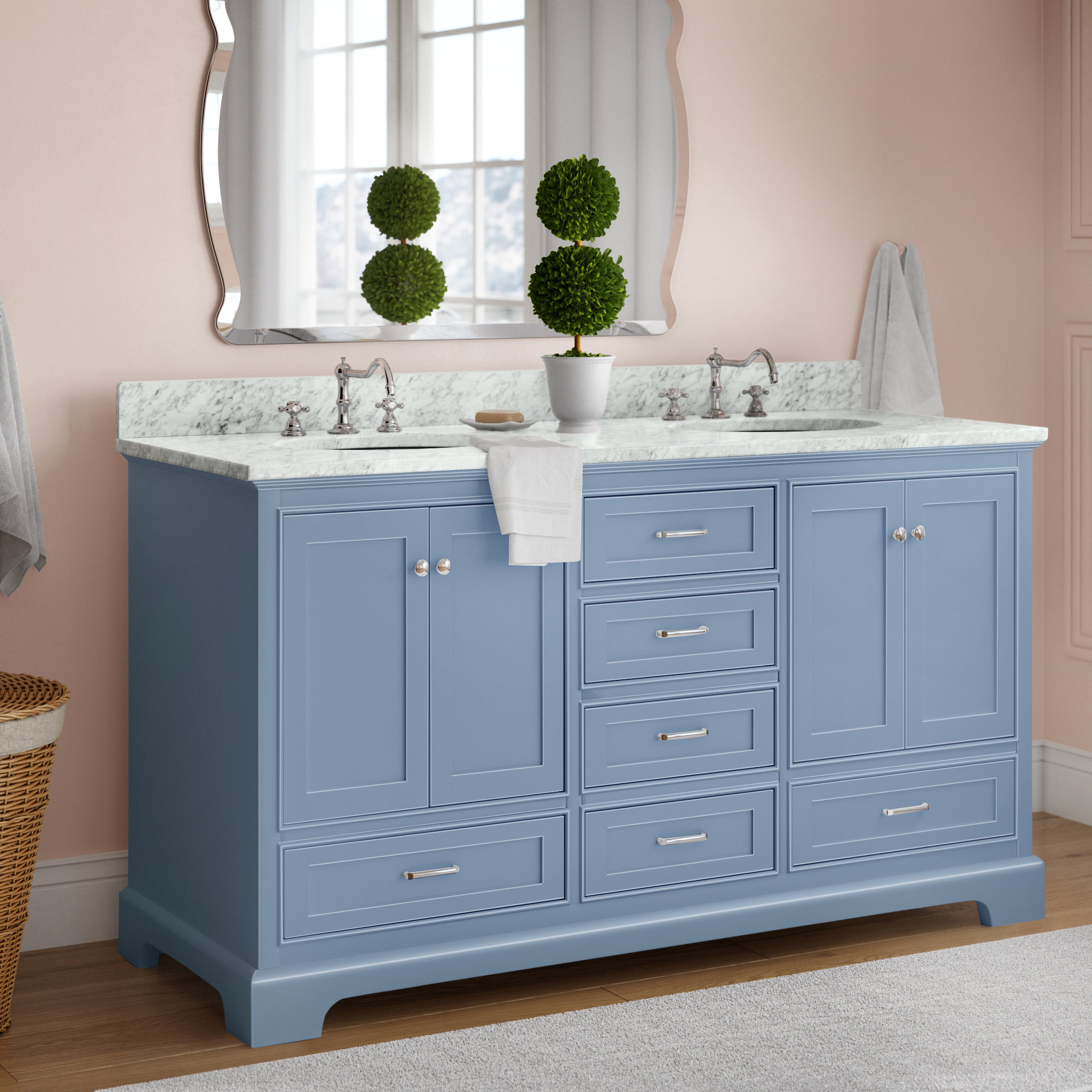 Lark Manor Herren 60'' Double Bathroom Vanity with Top & Reviews Wayfair