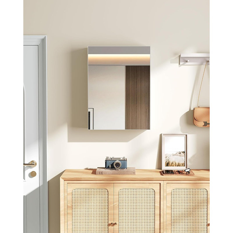 Meuble-lavabo mural blanc avec miroir - Armoire à pharmacie avec tablettes réglables blanches