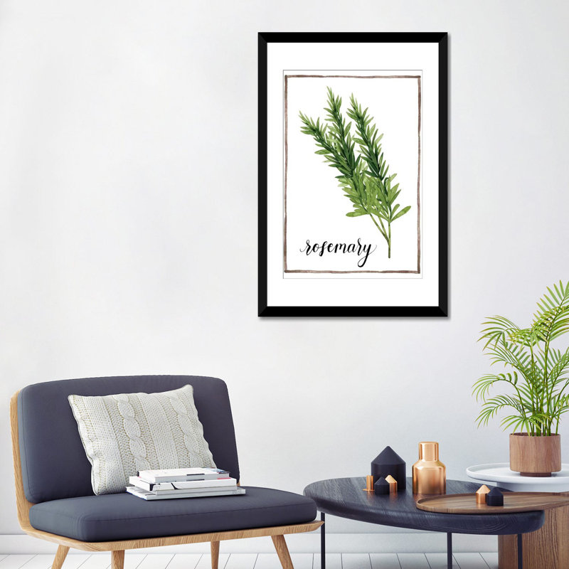 « aquarelle herbes v », impression sur toile, H 32 po x l 24 po x P 1 po, Papier d'art encadré noir, Blanc