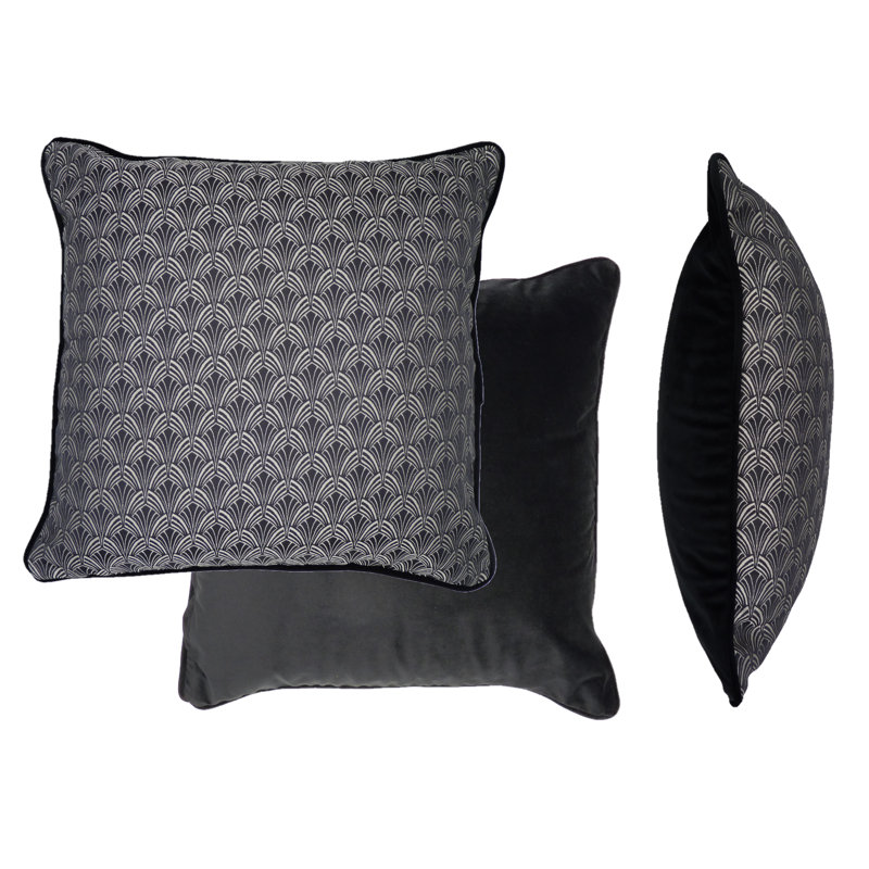 Gline Geometric Square Cushion, Black