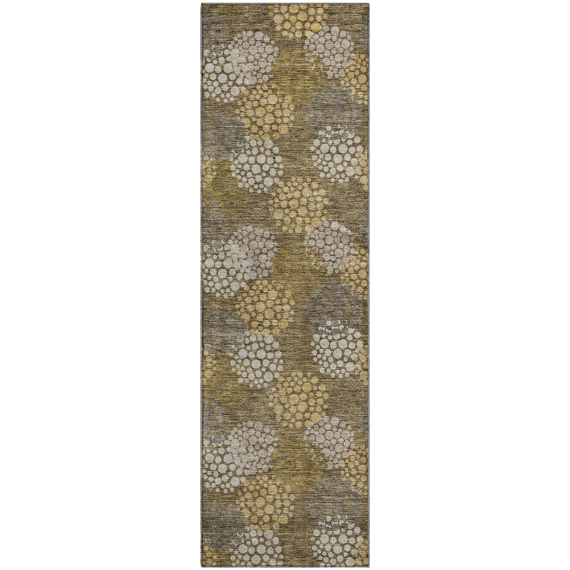 Premium Machine Washable Prisco Brown Rug, Runner 2'3" x 7'6"