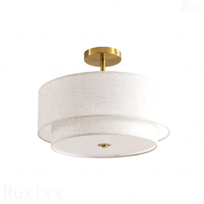 Plafonnier - diamètre moderne de 15 po, revêtement en tissu, conception encastrée