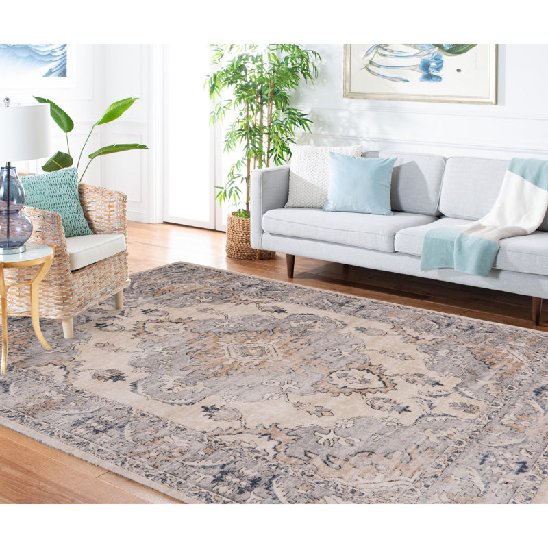 Elegant Gray Synthetic 4' x 6' Hand-Knotted Area Rug