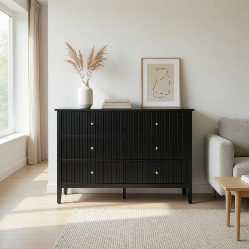 Commode au design rétro élégant, Black