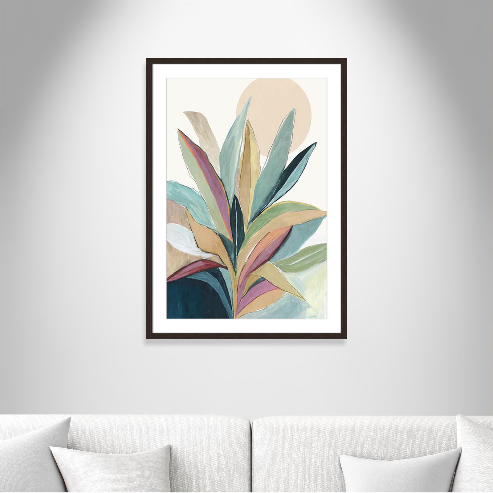 Byer "Sunny Bright Leaves I" Print by Asia Jensen, 35.5" H x 25.5" W x 1.25" D, Walnut Single Picture Frame, Yes