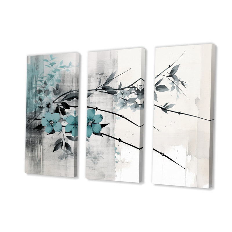 «Asian Art Sumi Bird Serenity II» sur toile, reproduction de 3 pièces, H 40 po x l 60 po x P 1 po