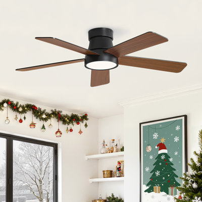 Ventilateur de plafond encastré noir élégant et moderne de 42 po avec lumière et télécommande Cissline pour chambre à coucher / salon / salle à manger
