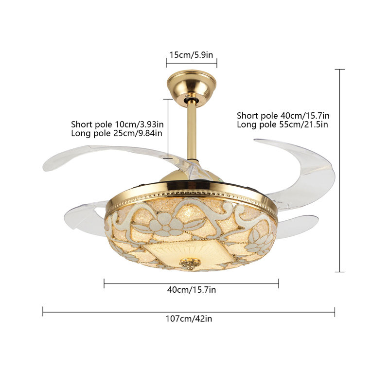 Keivah 42" Ceiling Fan with LED Light and Remote Control