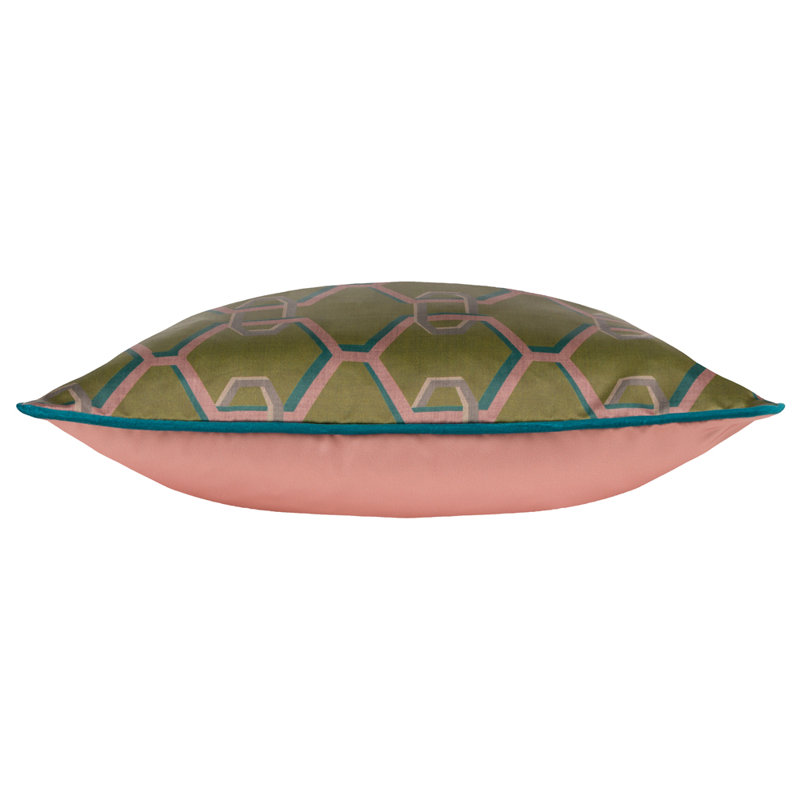 Carnaby Geometric Square Cushion, Green/Grey