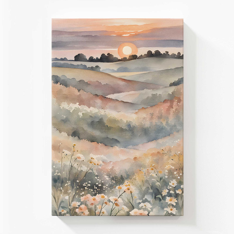 «Sunset in Blooming Valley I», toile roulée, Toile tendue, H 54 po x l 36 po x P 1,25 po