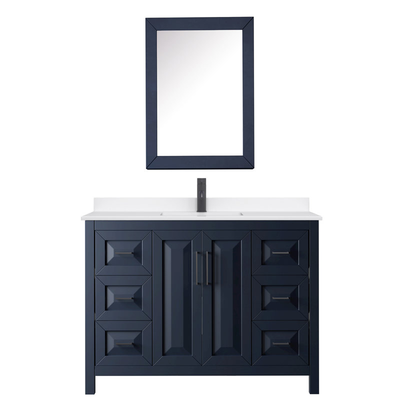 Daria 48'' W Vanity, Matte Black, Blue, Giotto Quartz