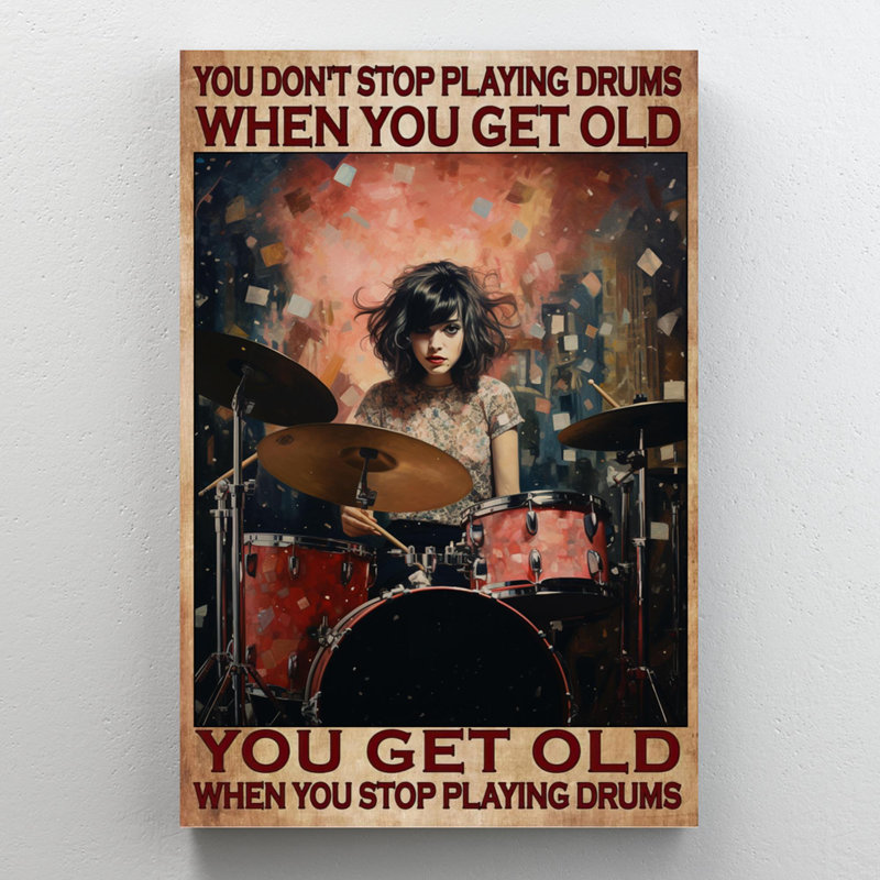 «Larrell You Get Old When You Stop Play Drums On», impression sur toile, H 36 po x l 24 po x P 1,25 po